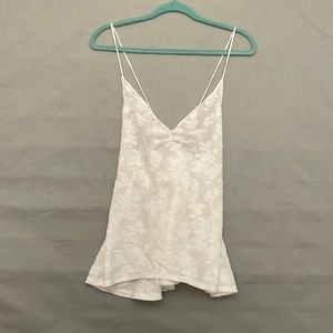 White Free People skinny strap, patterned, flowy top size M